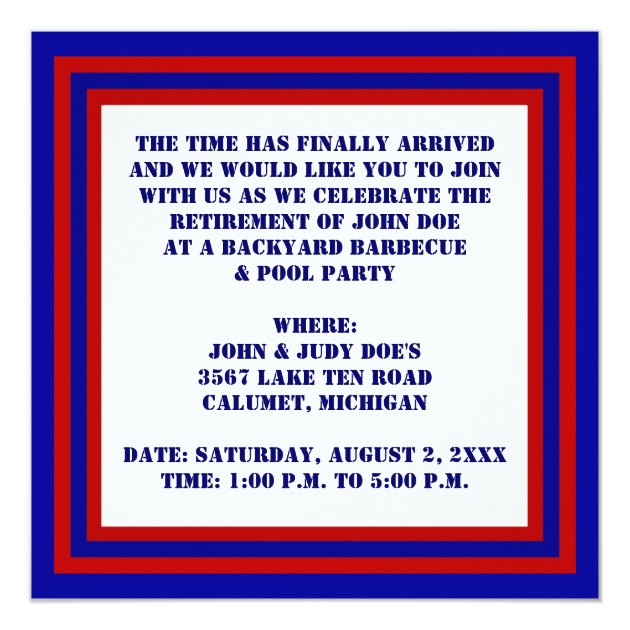 GOVERNMENT OR MILITARY RETIREMENT PARTY INVITATION
