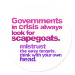 governments in crisis round sticker