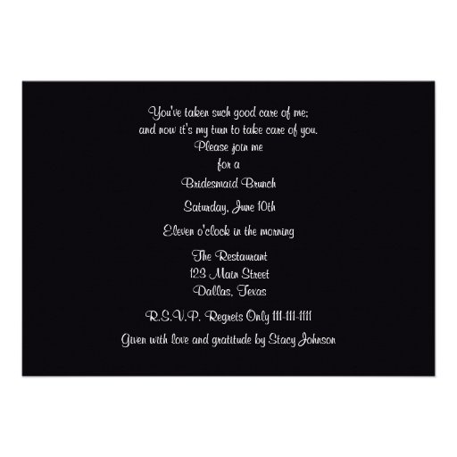 Gowns Bridesmaid Luncheon  or Brunch Invitation
