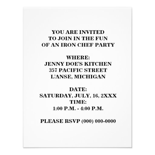 GR8 HOST AN IRON CHEF PARTY INVITATIONS INVITES