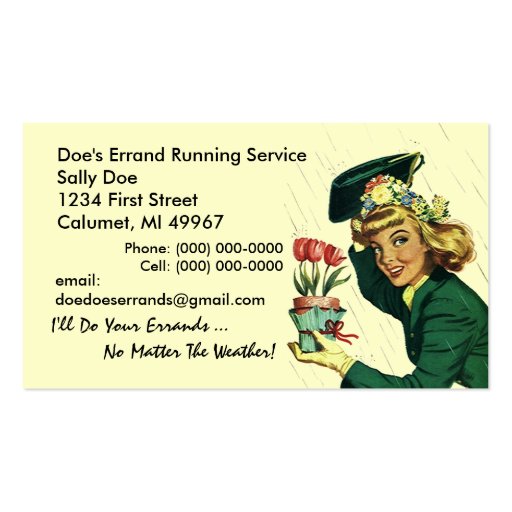 GR8 Retro Business Card Errand Running Services (front side)