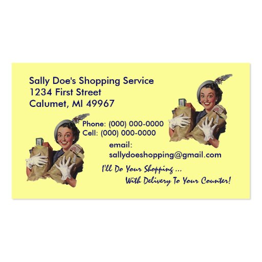 GR8 Retro Business Card Grocery Shopping Service (front side)