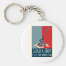 Grab a Mop and Help Clean Up America Pop Art Tee Keychains