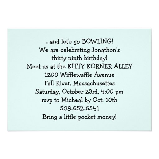 Grab your balls & let's go bowling birthday invite