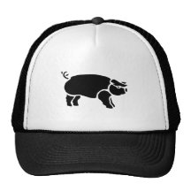 Grabado de madera del vintage del cerdo gorro de camionero
