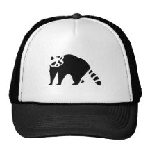 Grabado de madera del vintage del mapache gorras