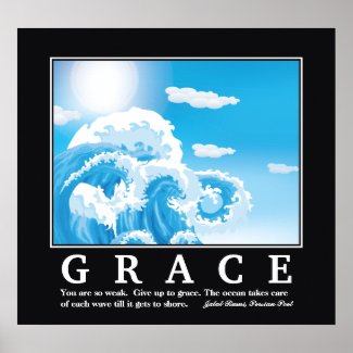 Grace, blue white ocean waves motivational poster print