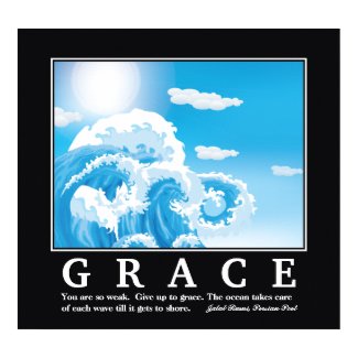 Grace, blue white ocean waves motivational poster print