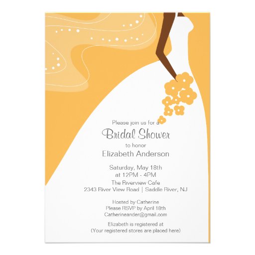Graceful African American Bride Bridal Shower Announcements