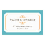 Graceful border orange blue out of town gift bag stickers