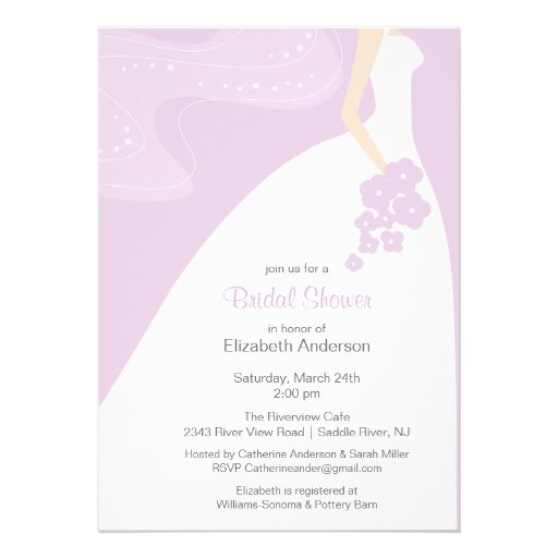 Graceful Bride Bridal Shower Invitation laveder