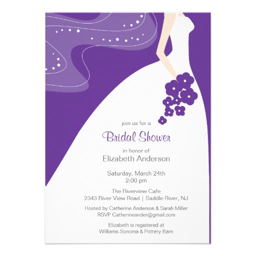 Graceful Bride Bridal Shower Invitation Purple from Zazzle.com
