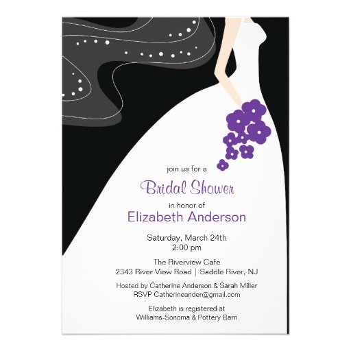 Graceful Bride Bridal Shower Invitation Purple
