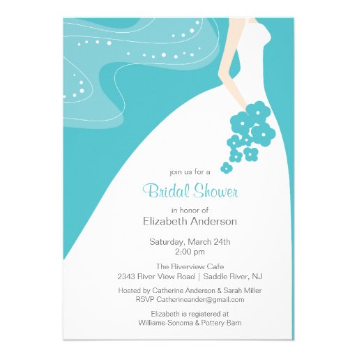 Graceful Bride Bridal Shower Invitation Turquoise