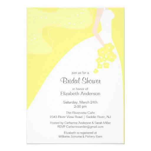 Graceful Bride Bridal Shower Invitation Yellow