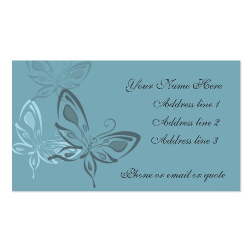 Graceful Butterflies on Blue Business Cards (front side)