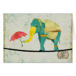 Graceful Gold Elephant Monogram Notecard