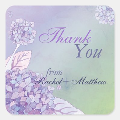 Graceful Hydrangeas Wedding Thank You Stickers