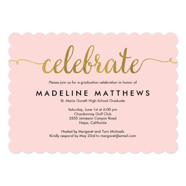 Graceful Script Editable Color Graduation Invite