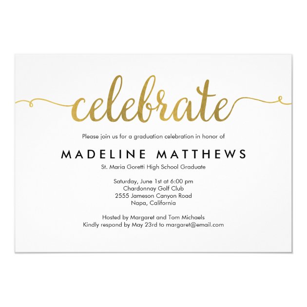 Graceful Script Editable Color Graduation Invite