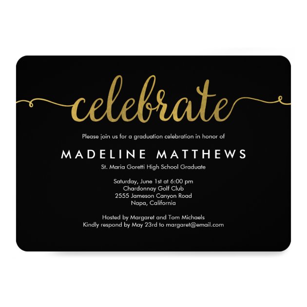 Graceful Script Editable Color Graduation Invite