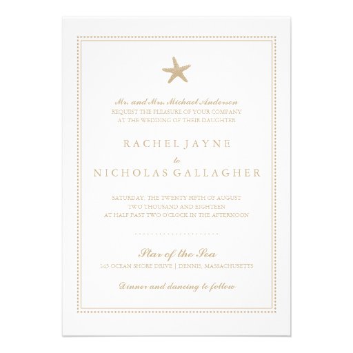 Graceful Starfish | Wedding Custom Invitation (front side)