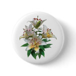 Graceful White Lilies Pinback Button