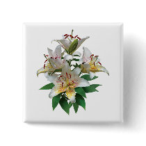 Graceful White Lilies Pinback Buttons