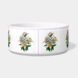Graceful White Lilies Pet Water Bowl