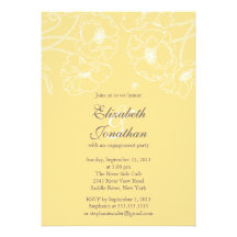 Graceful Yellow Poppy Floral Engagement Party Custom Invites