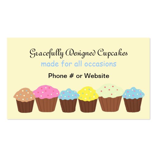 Gracefully Designed Cupcakes Business Cards (front side)