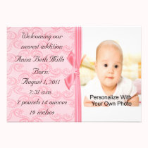 Gracefully Pink Baby Announcements invitations