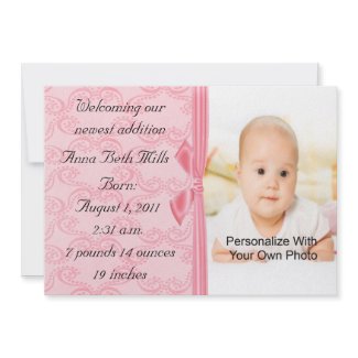Gracefully Pink Baby Announcements zazzle_invitation