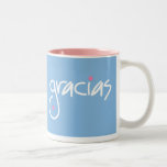 Gracias blue with pink dots mug