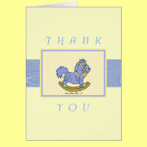 Gracias - caballo mecedora azul tarjetas