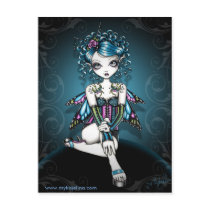 myka, jelina, gracie, faerie, fairie, fairy, faery, fae, couture, corset, gothic, angel, tattoo, teal, purple, magical, guardian, butterfly, art, Postcard with custom graphic design
