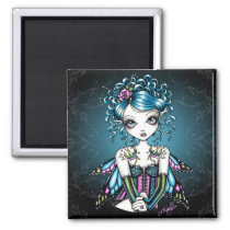 myka, jelina, fairy, gracie, swallow, tattoo, rose, corset, couture, gothic, teal, fine art, Magnet with custom graphic design