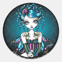 couture, victorian, swallow, tattoos, rose, pink, teal, fairy, faery, faerie, fairies, butterfly, gothic, myka, jelina, art, Klistermærke med brugerdefineret grafisk design