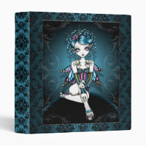 swallow, tattoo, baroque, binder, notebook, big, eyed, fantasy, fairy, faery, fae, faerie, fairies, couture, corset, teal, myka, jelina, art, characters, Binder with custom graphic design