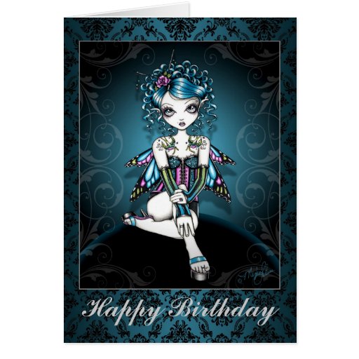 gothic couture swallow fairy card
