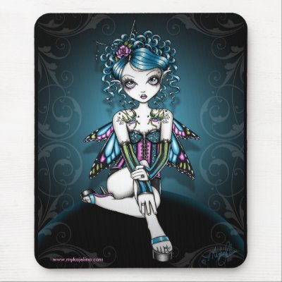 Gracie Gothic Couture Swallow Tattoo Fairy Mouse Pads by mykajelina