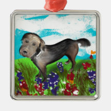 Gracie in the Field Christmas Ornaments