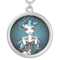 gracie, swallow, tattoo, fairy, faerie, fantasy, art, faery, big, eyed, myka, jelina, mika, faeries, Necklace with custom graphic design