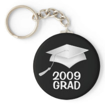 Grad 2009 Key Ring - Silver and Black Key Chains