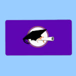 Grad Cap Tilt w/ School Colors Purple And Gold labels