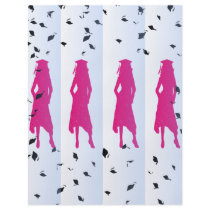 Grad Female Silhouettes Blue Vertical Stripe Flyer Design