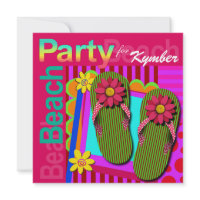 Grad Night Summer Fun Flip Flops - Beach Party! Personalized Invitation