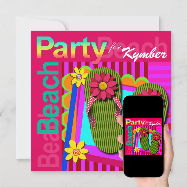 Grad Night Summer Fun Flip Flops Beach Party Invitation Zazzle