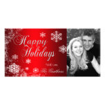 Gradient Red Snowflake Holiday Winter Photo Card