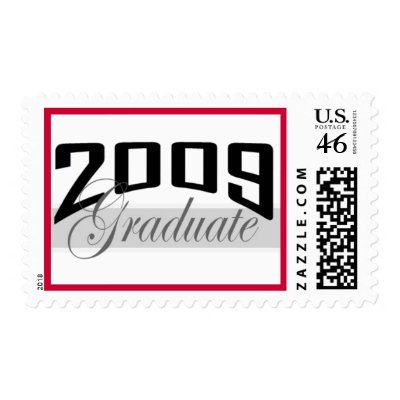 Graduate 2009 red border postage stamp